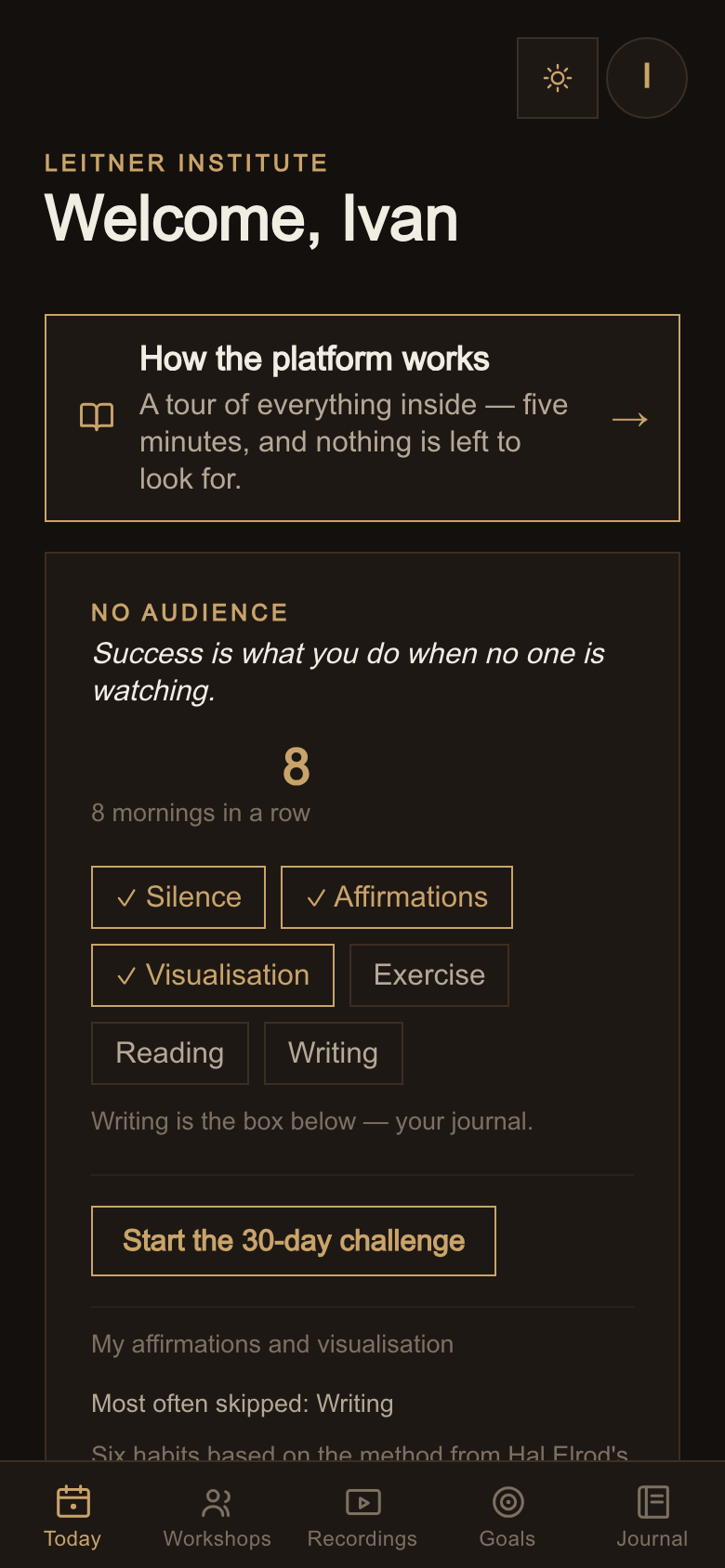 The Today tab