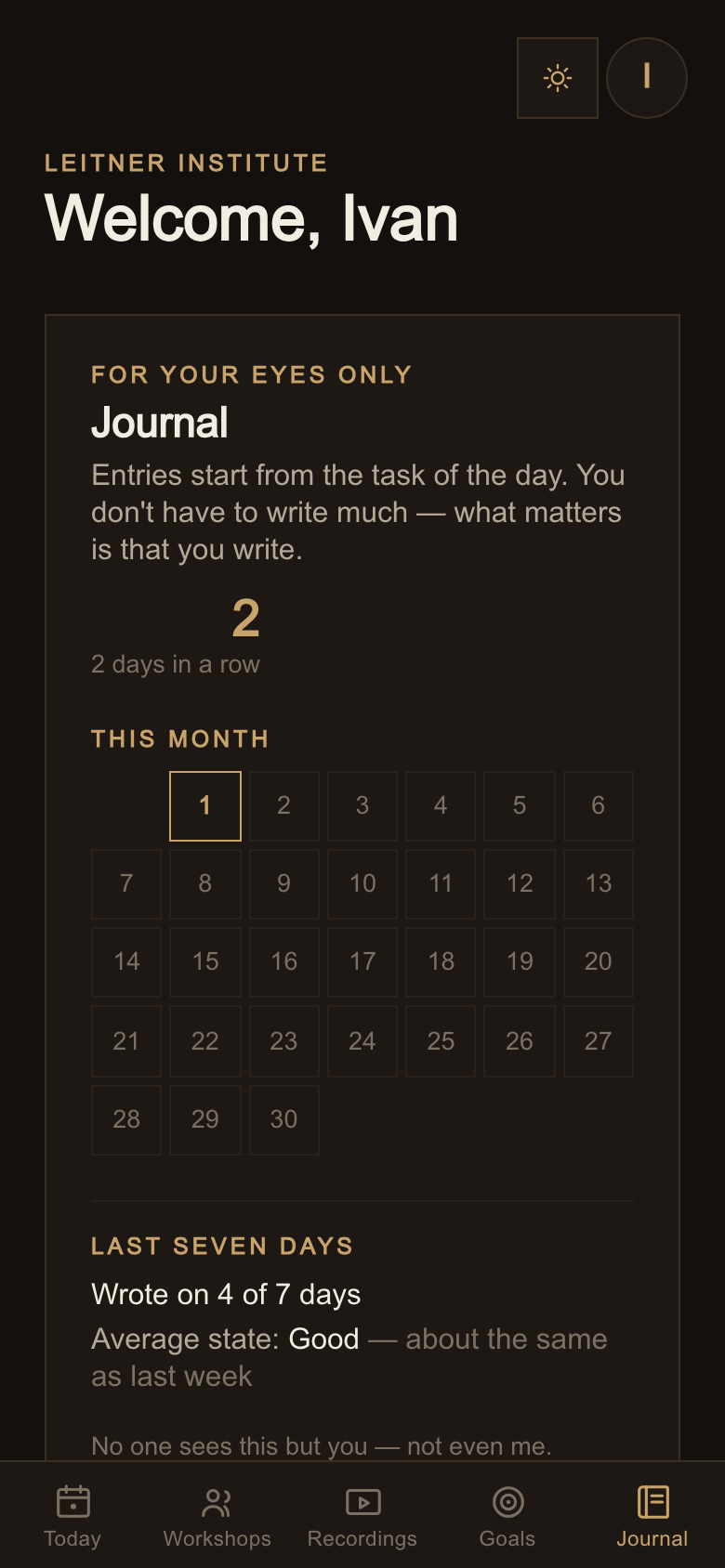 The Journal tab