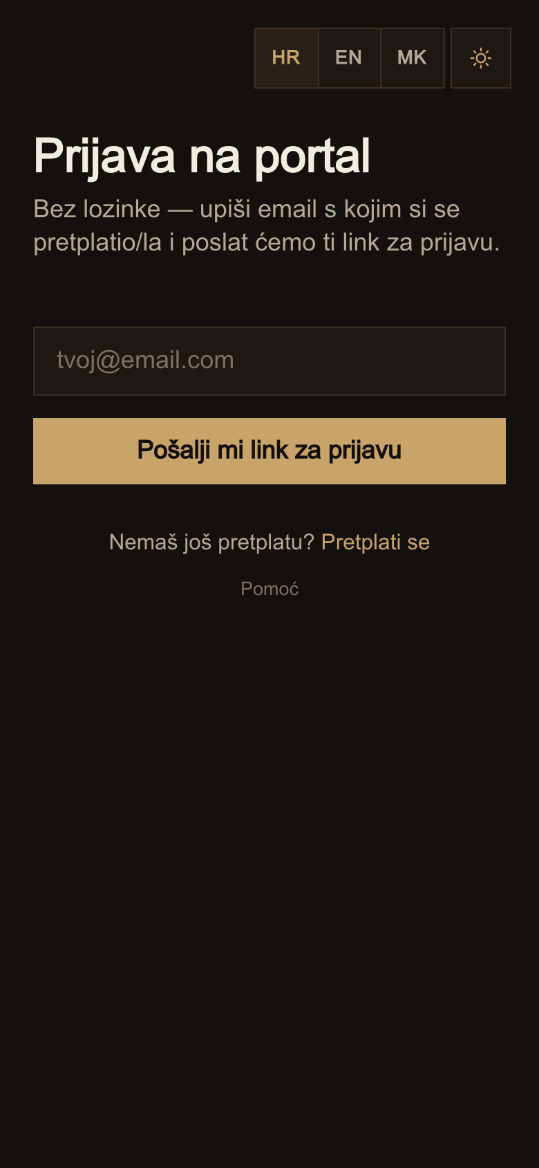 Stranica za prijavu